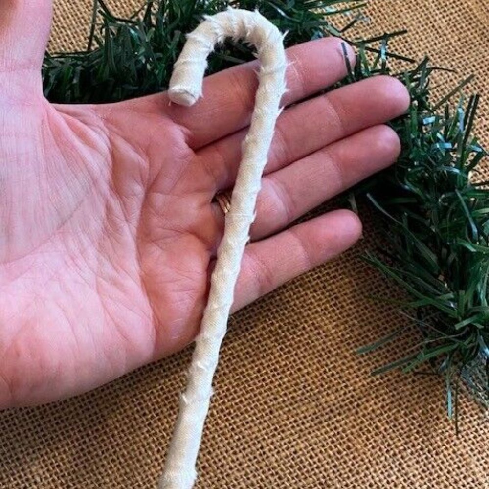 12 Primitive 6" Muslin Offwhite Candy Canes Christmas Farmhouse Ornaments decor - Picture 4 of 6